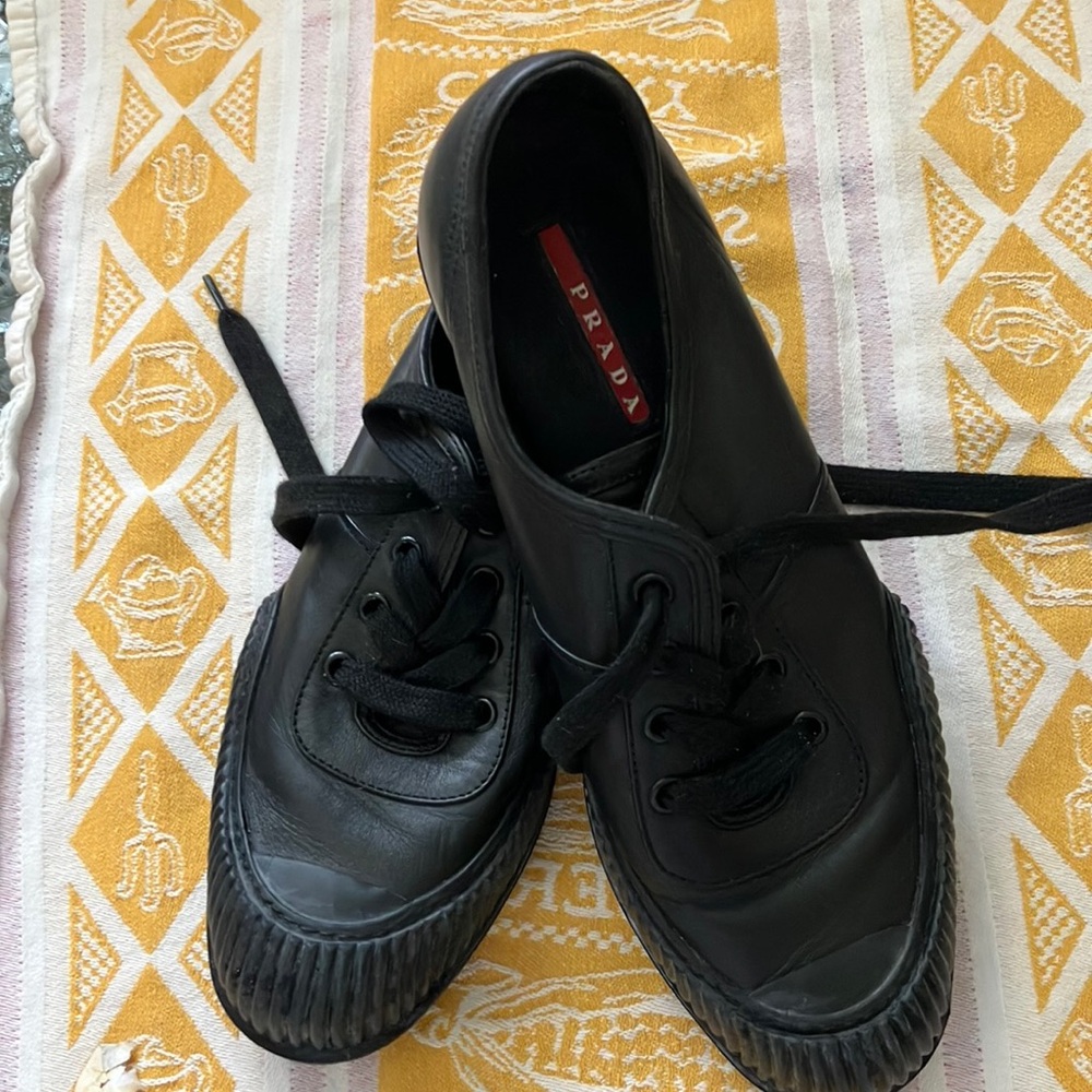 Prada Black Leather Sneakers